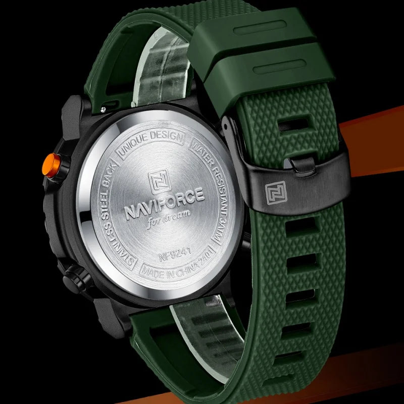 NAVIFORCE Watches for Men LCD Digital Auto Date Week Display Luminous Soft Silicone Strap  Fashion Wristwatch Relogio Masculino