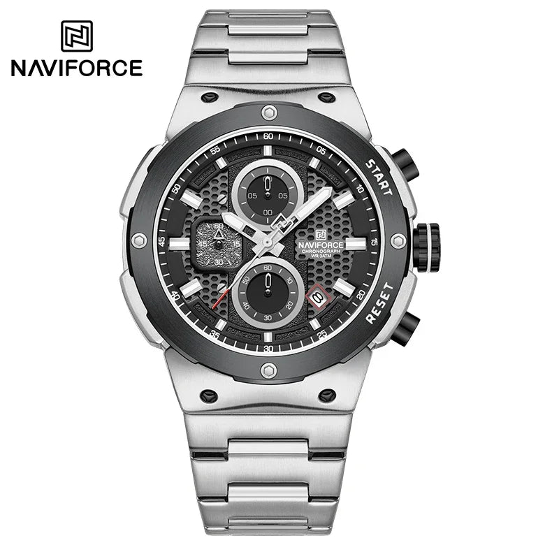 NAVIFORCE Top Luxury Men Watches Luminous Date Waterproof Chronograph Quartz Man Watch Stainless Steel Sport Military Wristwatch