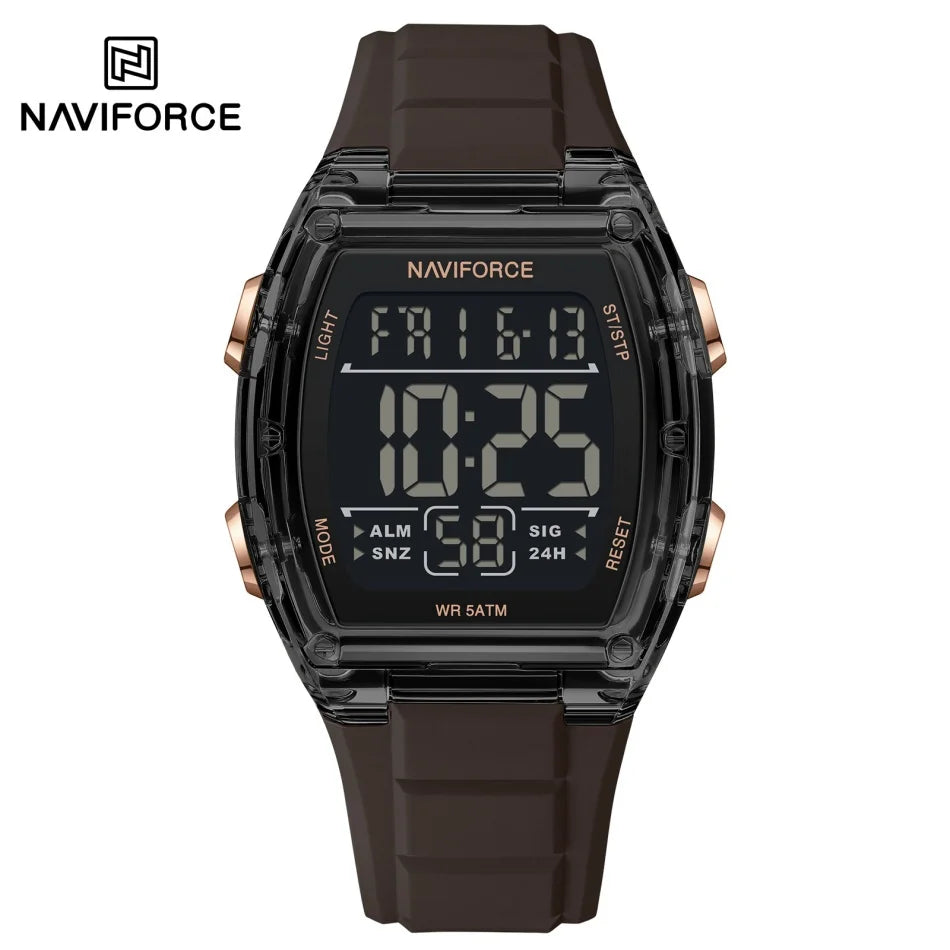 NAVIFORCE Men's Watch Alloy Dial Analog LCD Digital Display Sport Waterproof Quartz Wristwatch Date Chronograph Luminous Clock