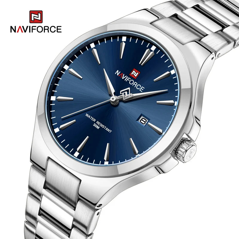 NAVIFORCE Original Fashion Watches for Men Stainless Steel Simple Elegant Clock Male Waterproof Wrist Watch Relogio Masculino