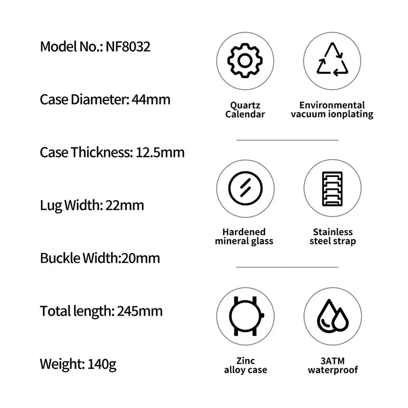 NAVIFORCE New Style Men's Quartz Business Watch Waterproof Sports Casual Stainless Steel Strap Men Date Clock Relogio Masculino