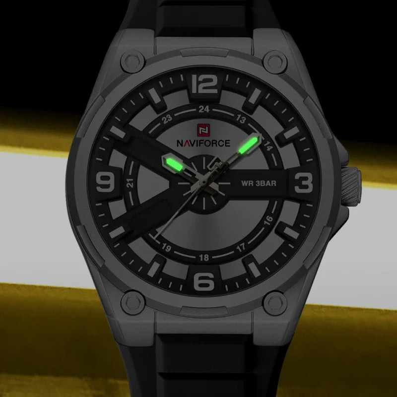 NAVIFOCE Luxury Business Men Watch Sport Men Watch Waterproof Quartz Clock Man Wheel dial WristWatch Relogio Masculino Silicone