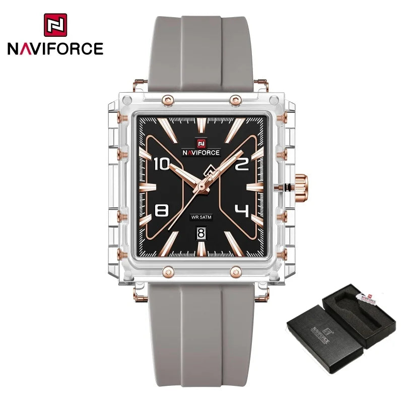 NAVIFORCE High Quality Men Watches 50M Waterproof Sport Date Display Quartz Watch Silicone Luminous Hands boy gift Reloj Hombre