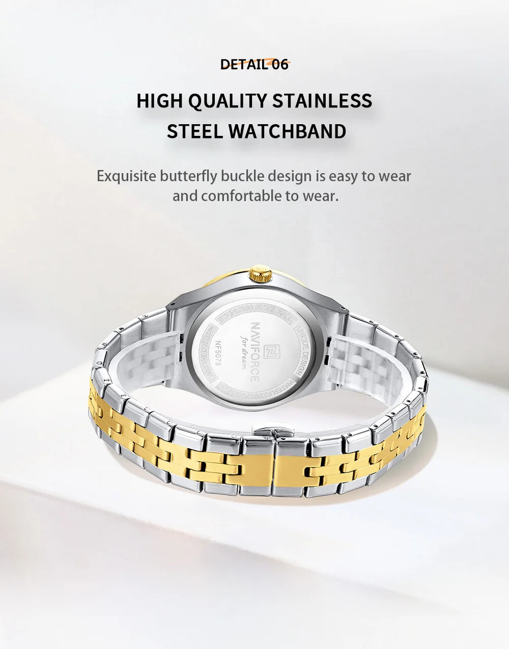 NAVIFORCE Women Watches Quartz Wristwatch Waterproof High Quality Ladies Steel Bracelet Female Romantic Stylish Business Clock
