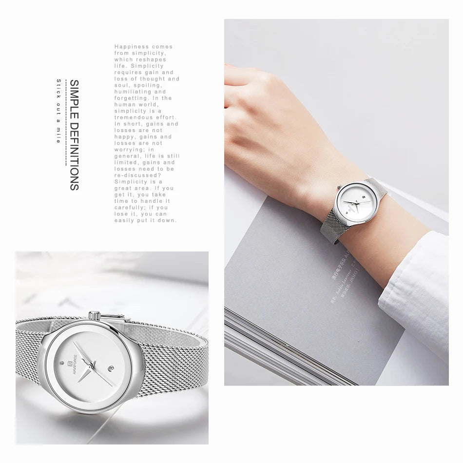 NAVIFORCE Women's Simple Quartz Watches 30M Waterproof Auto Date Steel Strap Female Casual Fashion Daily Use Wristwatch Gift Box