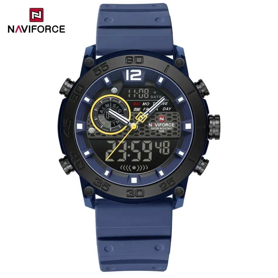 NAVIFORCE Men's Watch PC Material Analog LCD Digital Display Sport Waterproof Quartz Wristwatch Date Chronograph Luminous Clock
