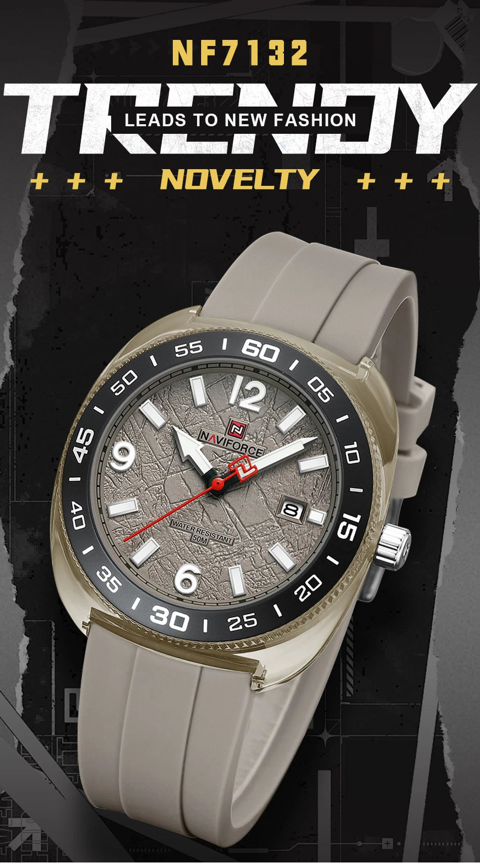 NAVIFORCE Man's Watch Quartz Calendar Luminous 5ATM Waterproof Business Luxury Casual Simple Wristwatch Gifts Box Male NF7132