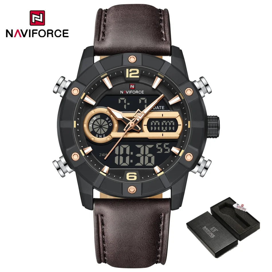NAVIFORCE Men Watch Fashion Sports Waterproof Alarm Countdown Automatic Calendar Display Luxury Brand Men Original Quartz Watch