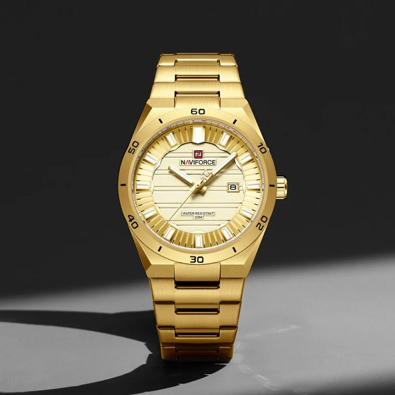 NAVIFORCE Men Quartz Watch Date Display Luminous Waterproof Steel Strap Original Fashion Father's Day Wristwatch Gift Box NF9268