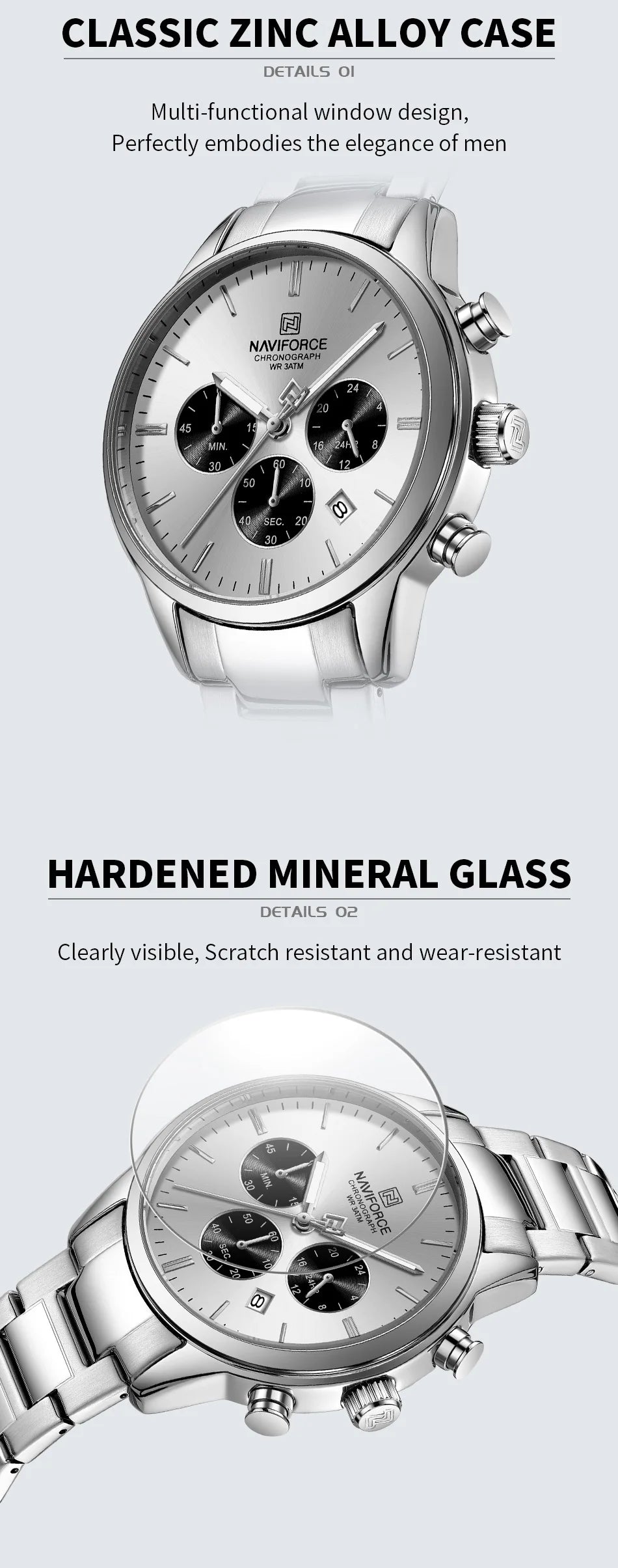 NEW NAVIFORCE Fashion Men's Watch Luxury Waterproof Male Quartz Wristwatch 24 Hour Date Display Male Chronograph Luminous Clock