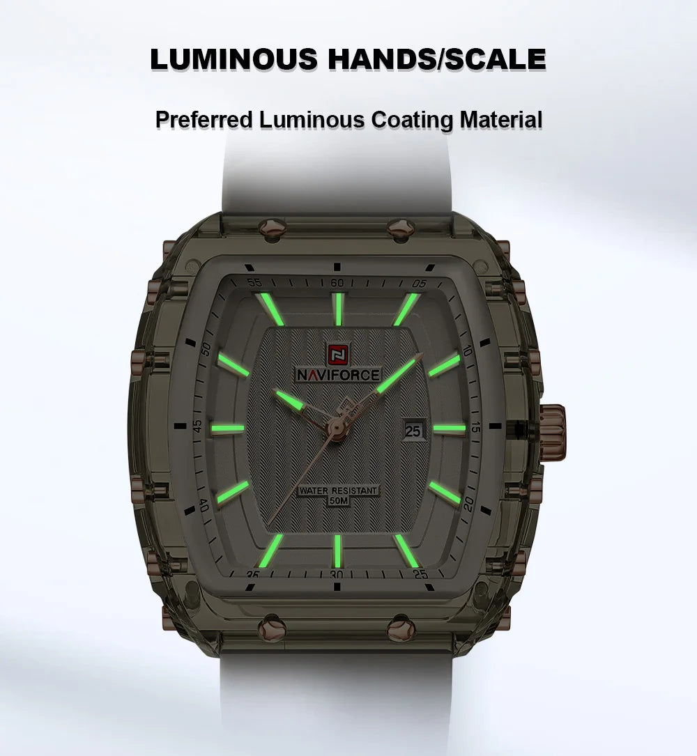 NAVIFORCE Ladies Wristwatches Fashion Comfortable Silicone Strap Date Women's Watches Quality Waterproof Female Luminous Clock