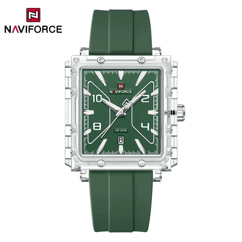 NAVIFORCE High Quality Men Watches 50M Waterproof Sport Date Display Quartz Watch Silicone Luminous Hands boy gift Reloj Hombre