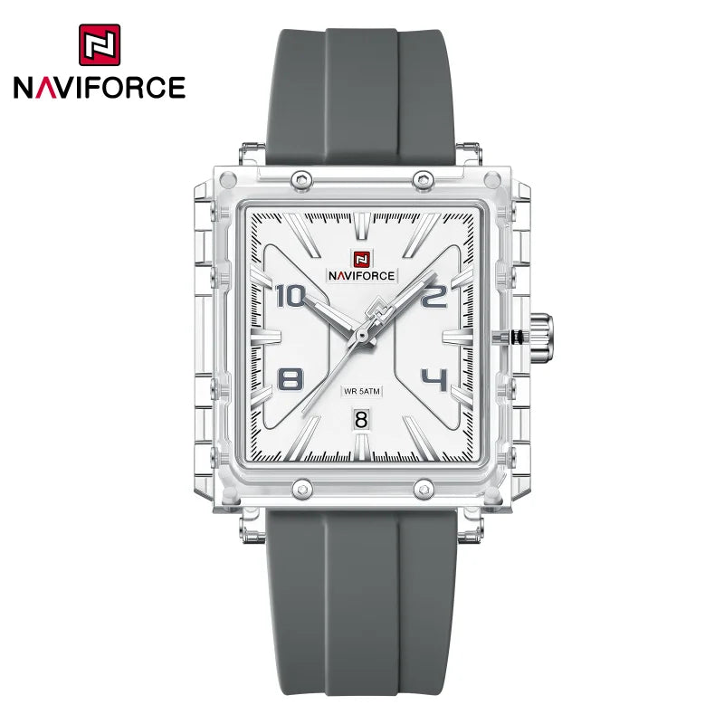 NAVIFORCE High Quality Men Watches 50M Waterproof Sport Date Display Quartz Watch Silicone Luminous Hands boy gift Reloj Hombre