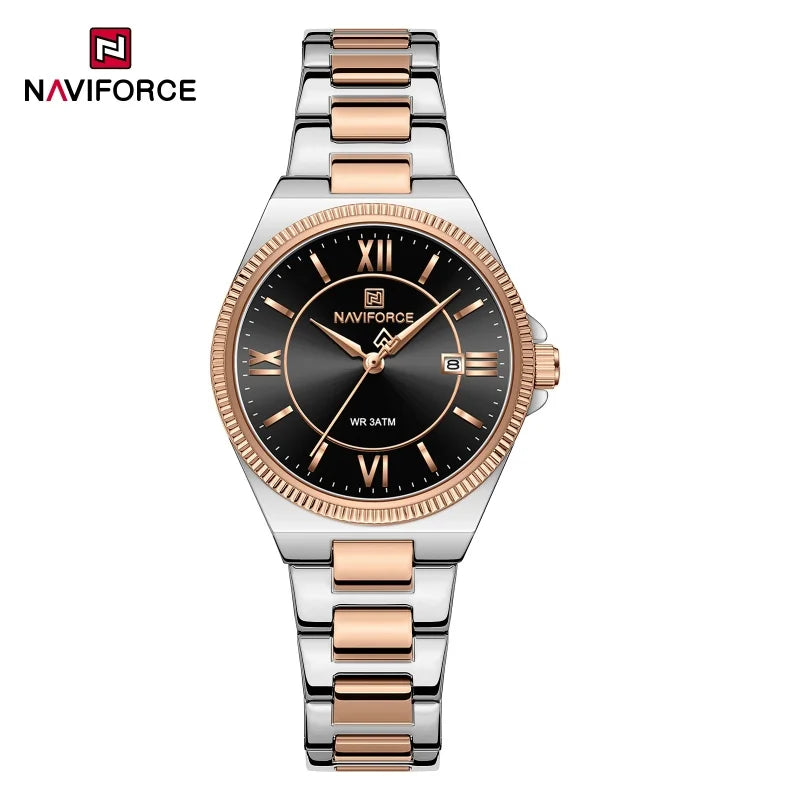 NAVIFORCE 2026 Women's Sports Luxury Quartz Wristwatch 3ATM Waterproof Stainless Steel with Calender Casual Fashion for Gift