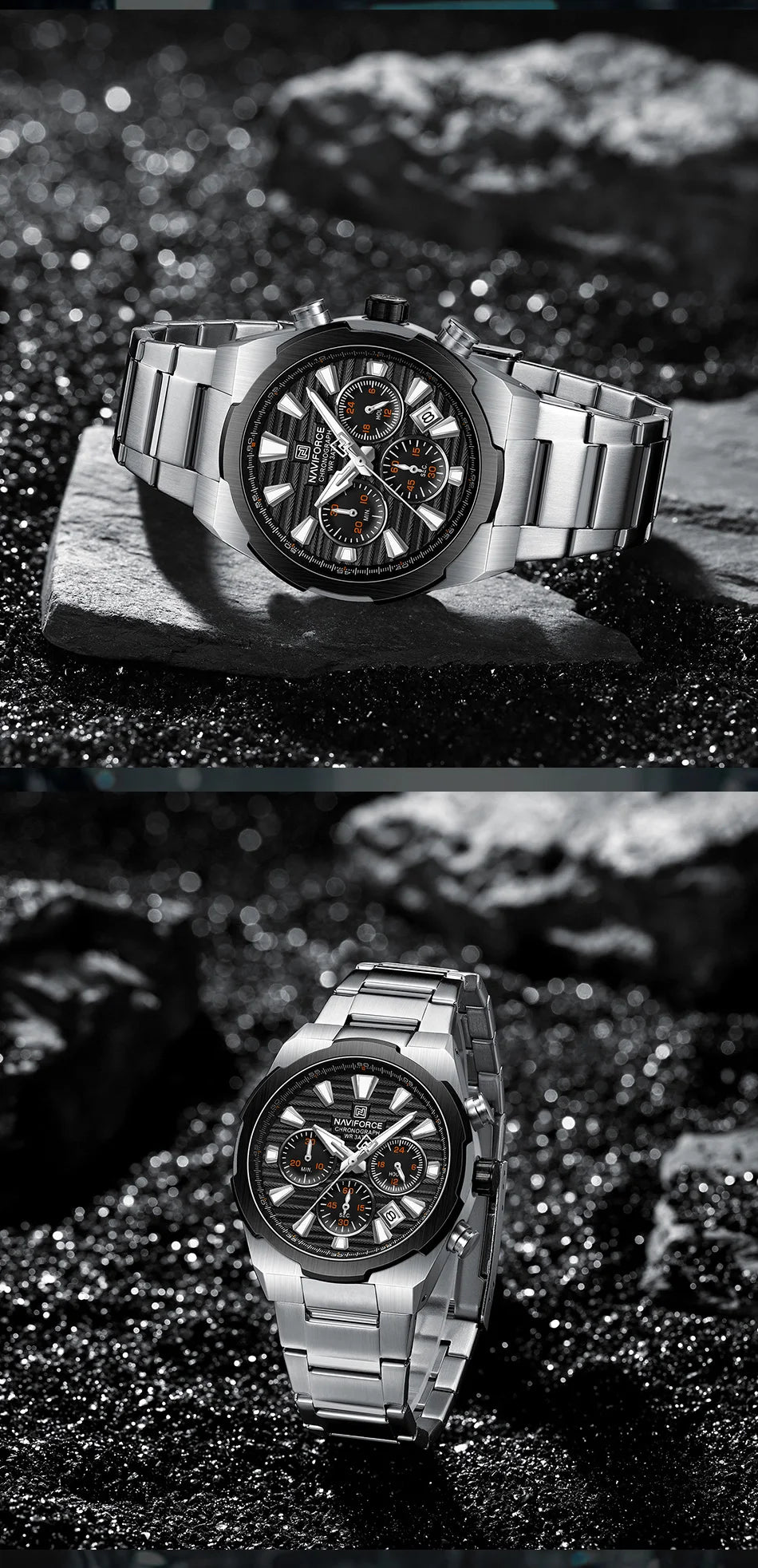 NAVIFORCE Man's Watch Mutifunction Chronograph Quartz Calendar Display Luminous New Men Clock Military Style Wristwatch Gift Box
