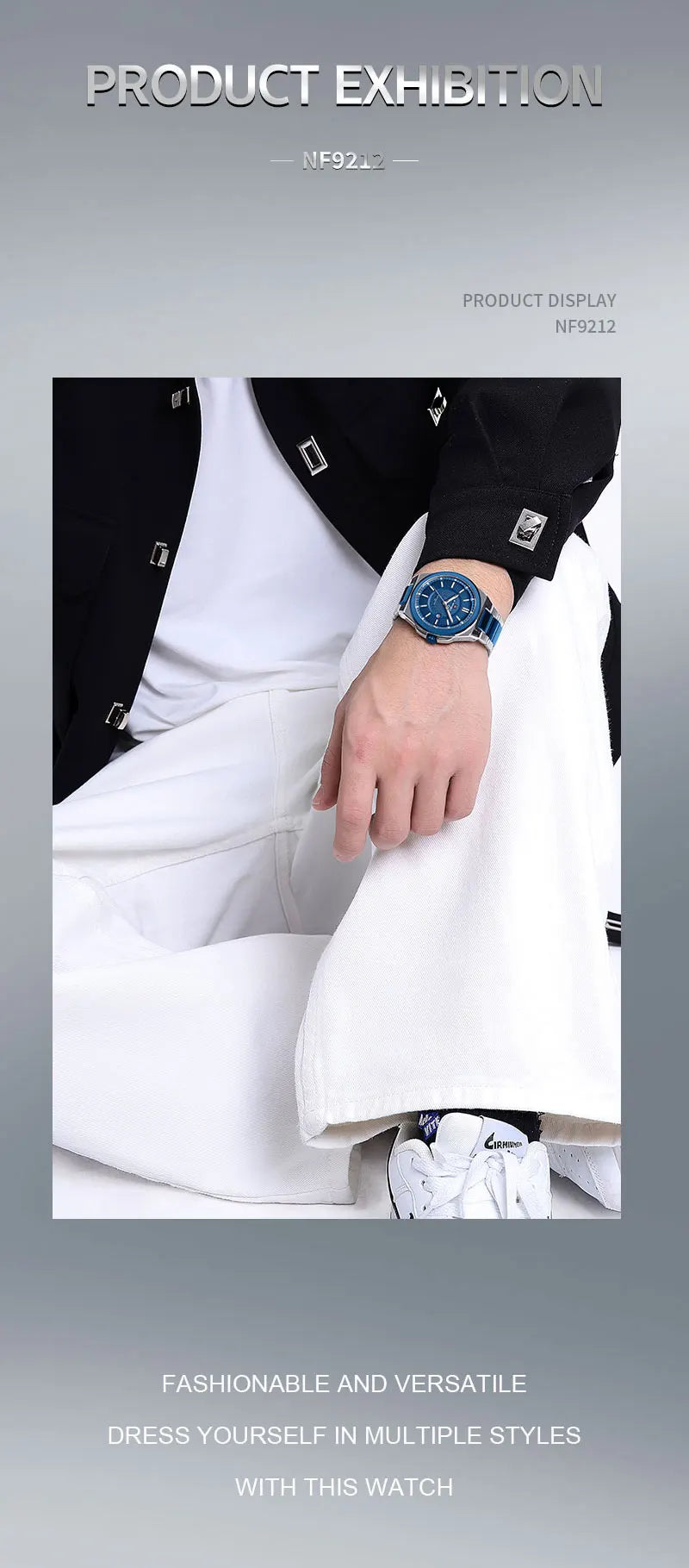 NAVIFORCE New Men's Watch Stainless Steel Strap Military Casual WristWatches Male Business Waterproof Quartz Calendar Clock