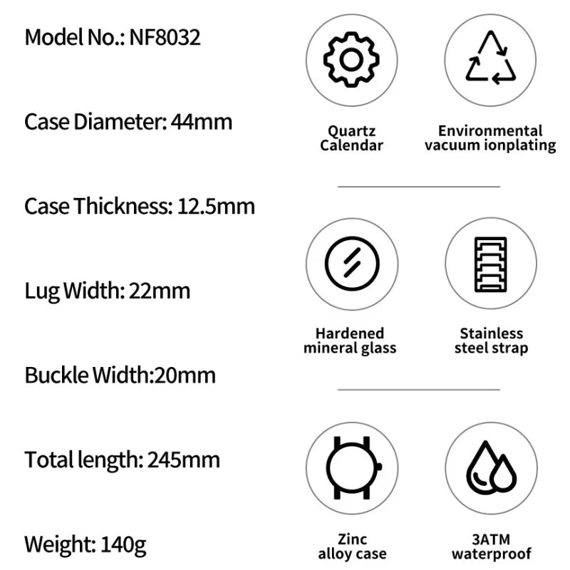 NAVIFORCE New Style Man's Watch Waterproof Quartz Calendar Date Clock Stainless Steel  Male Business Casual Wristwatch Gifts Box