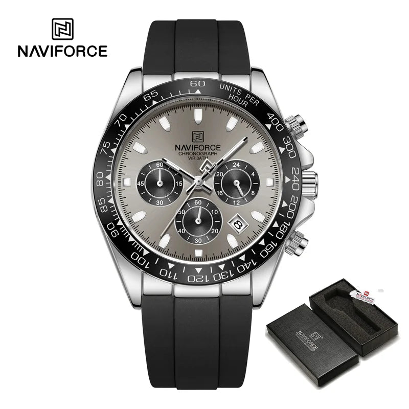NAVIFORCE Brand Fashion Luxury Watch For Men Waterproof Chronograph Clock Business Casual Silicone Strap Wristwatches 2024 New