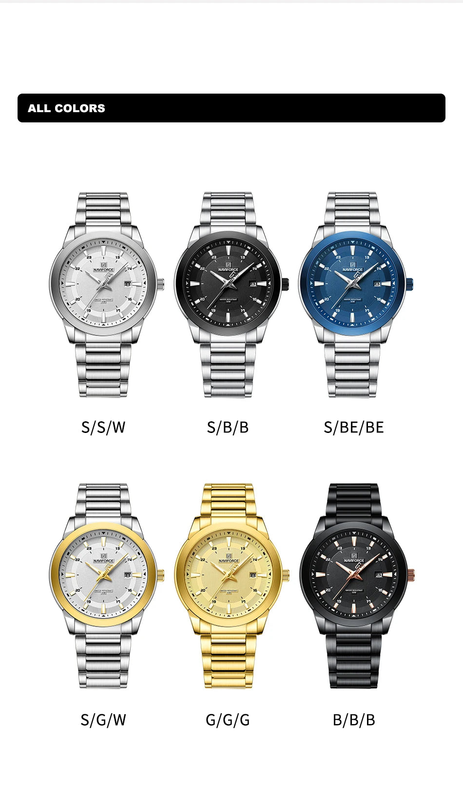 NAVIFORCE Brand New Fashion Casual Men Watch Stainless Steel Water Resistant Calendar Quartz Wristwatches Relogio Masculino 2023