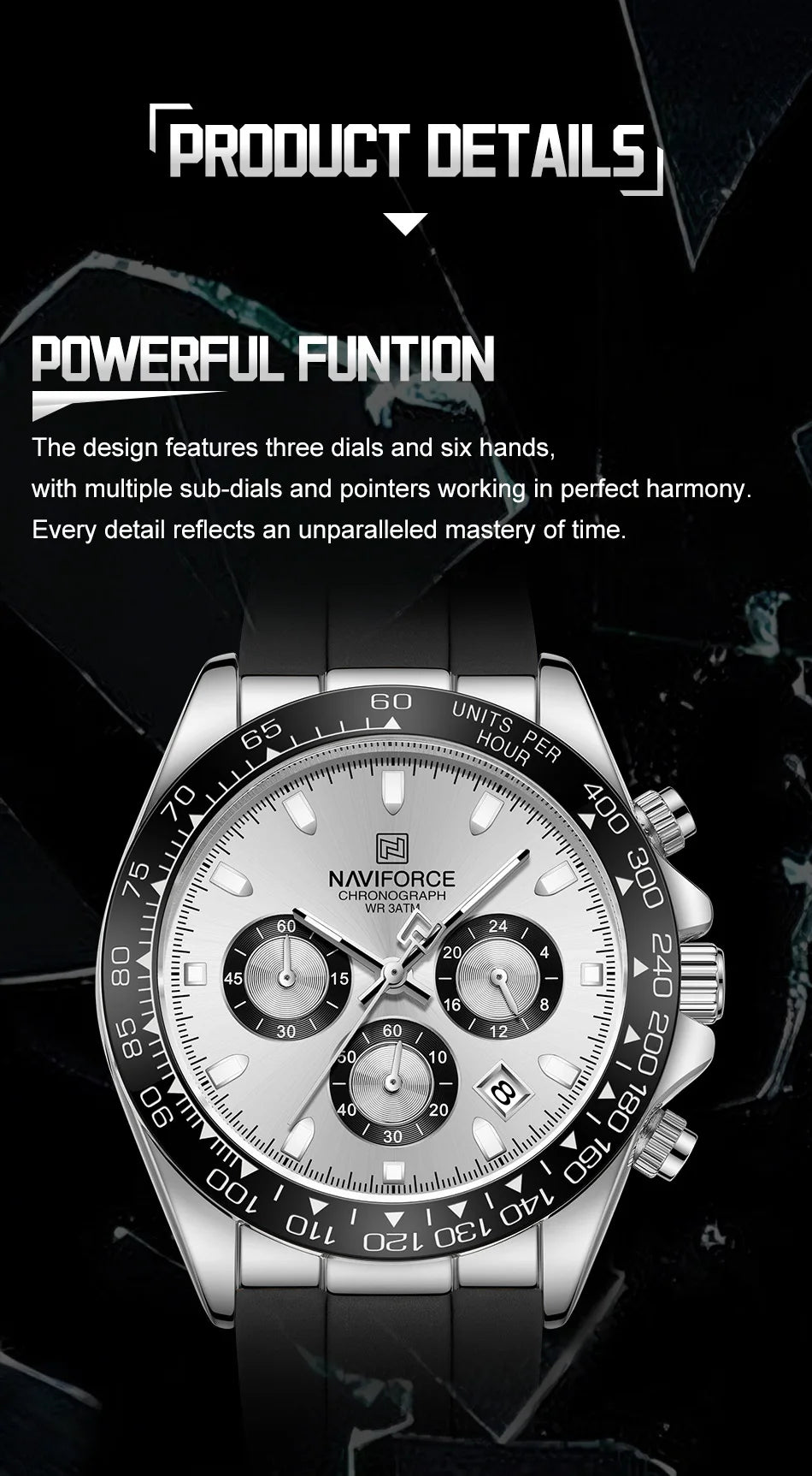 NAVIFORCE Men's Sport Watch Silicone Band Luminous Muti Chronograph Casual Wristwatch Relogio Masculino Male Gift with 2025 Mode