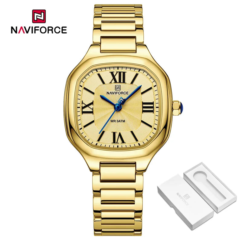 NAVIFORCE Women's Casual Watch Stainless Steel Bracelet Fashion Business Waterproof Quartz Wristwatches Ladies' Relogio Feminino