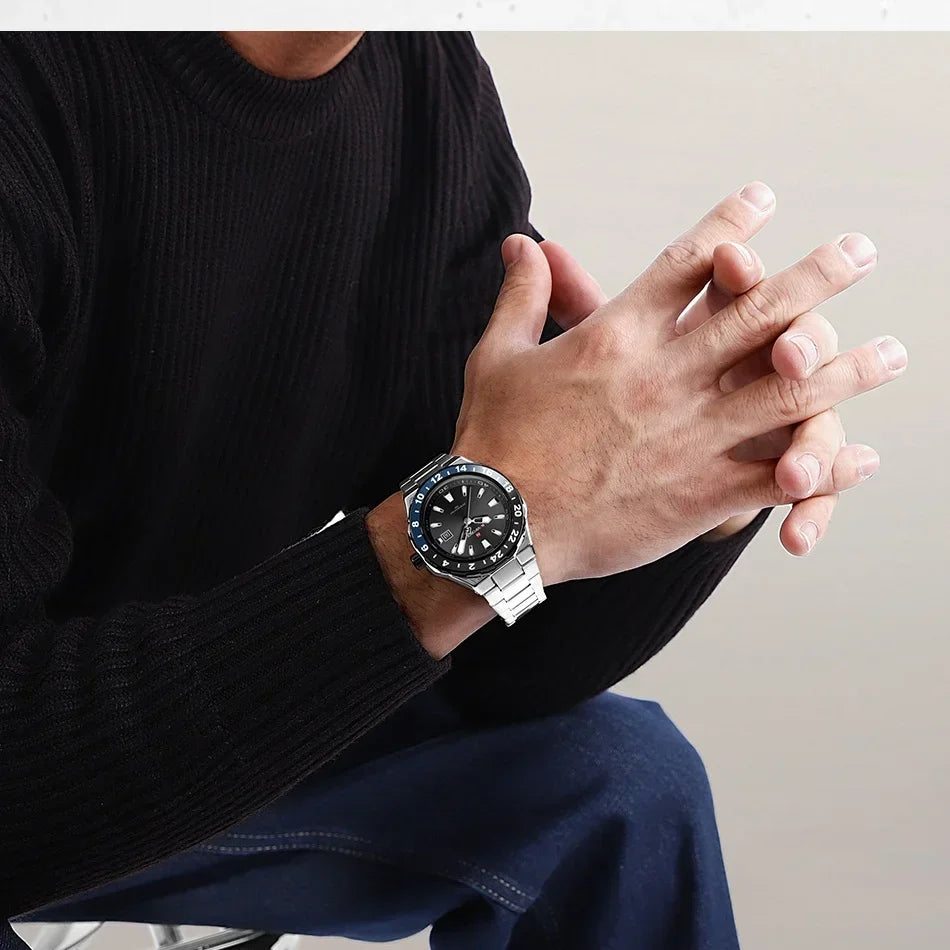 NAVIFORCE  Watches for Man Stainless Steel Waterproof Luxury Sports Quartz Clock Luminous Calendar Wristwatch Male Package Gifts