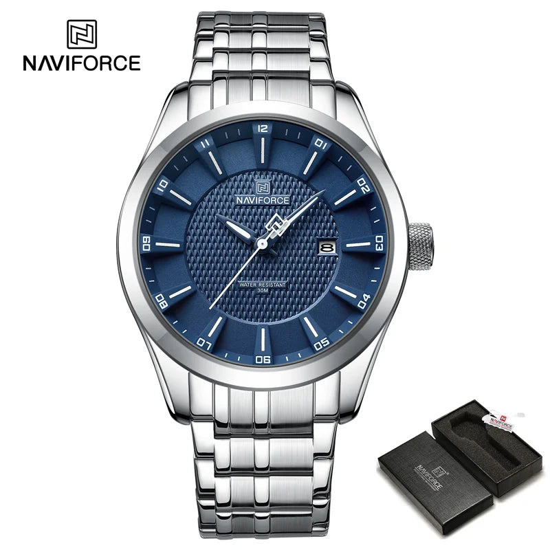 NAVIFORCE New Style Men's Quartz Business Watch Waterproof Sports Casual Stainless Steel Strap Men Date Clock Relogio Masculino