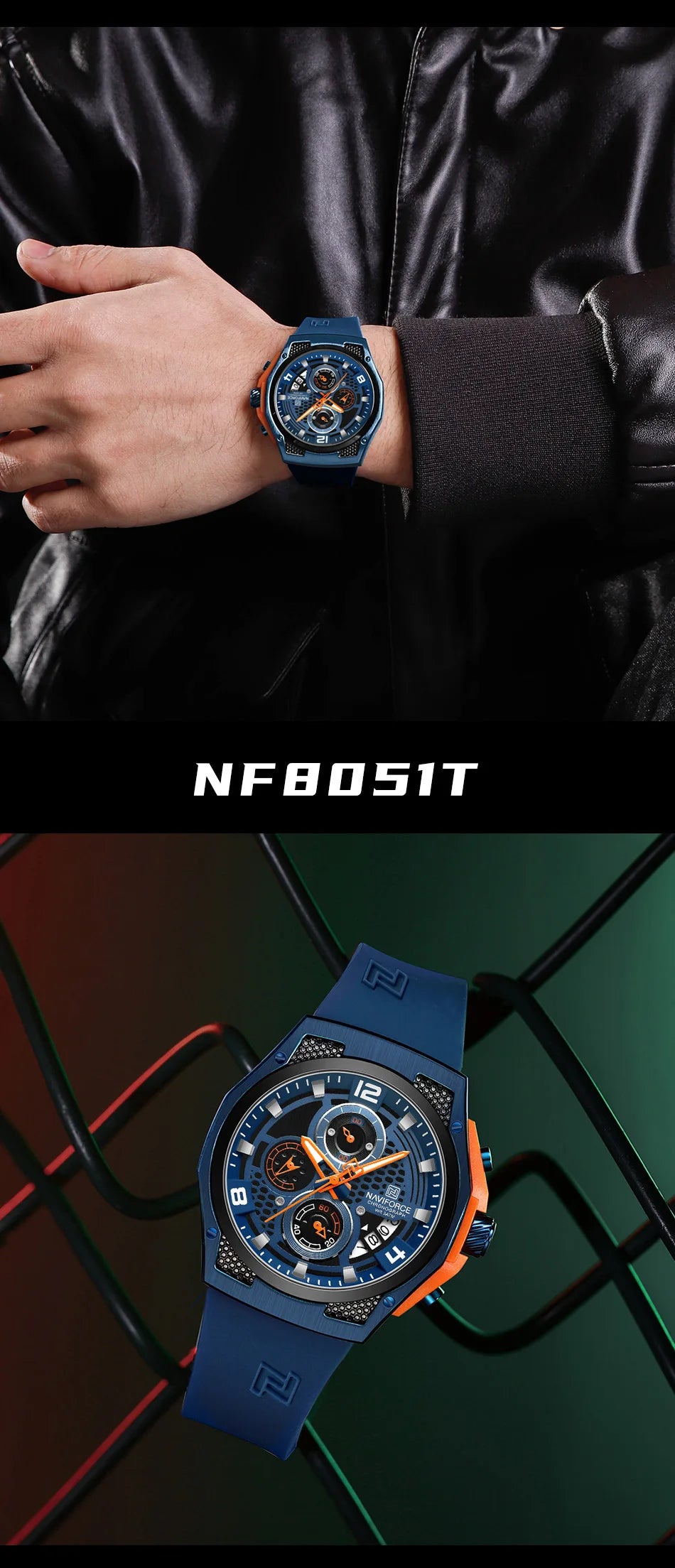 NAVIFORCE Original Watches for Man Silicone Strap Waterproof Men Quartz Wrist Watch Casual Sport Date Display Clock Reloj Hombre