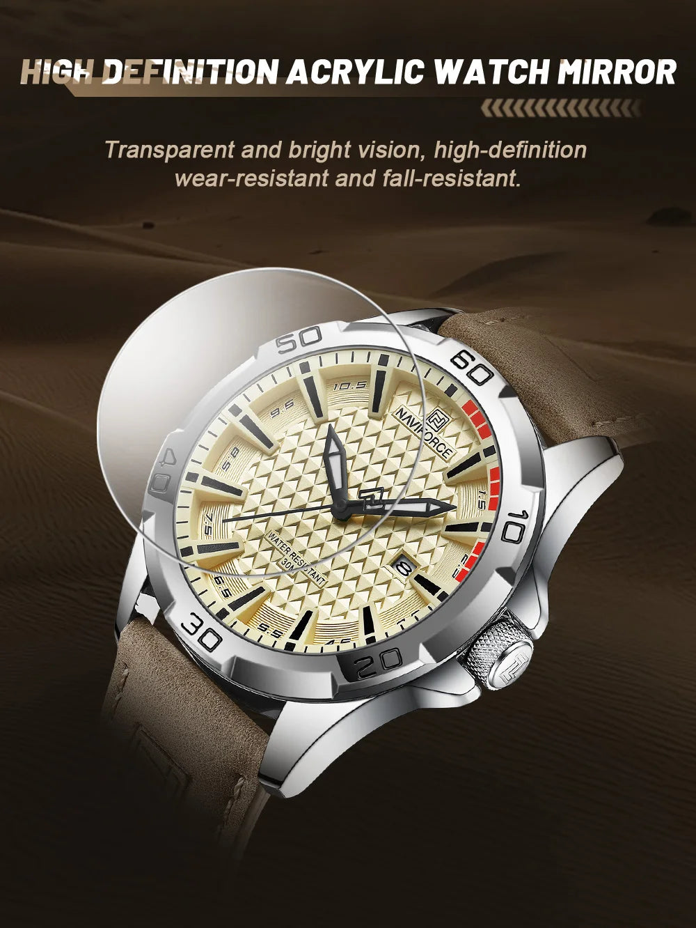 Naviforce Brand Sports Men Watches Leather Band Male 30m Waterproof Military Wristwatch Quartz Date Clock Relogio Masculino 2023