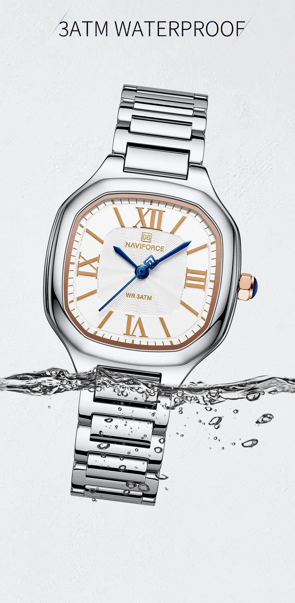 NAVIFORCE Brand Women Watch Stainless Steel Strap Waterproof Personality Fashion Female Quartz Wristwatch Relogio Feminino 2024
