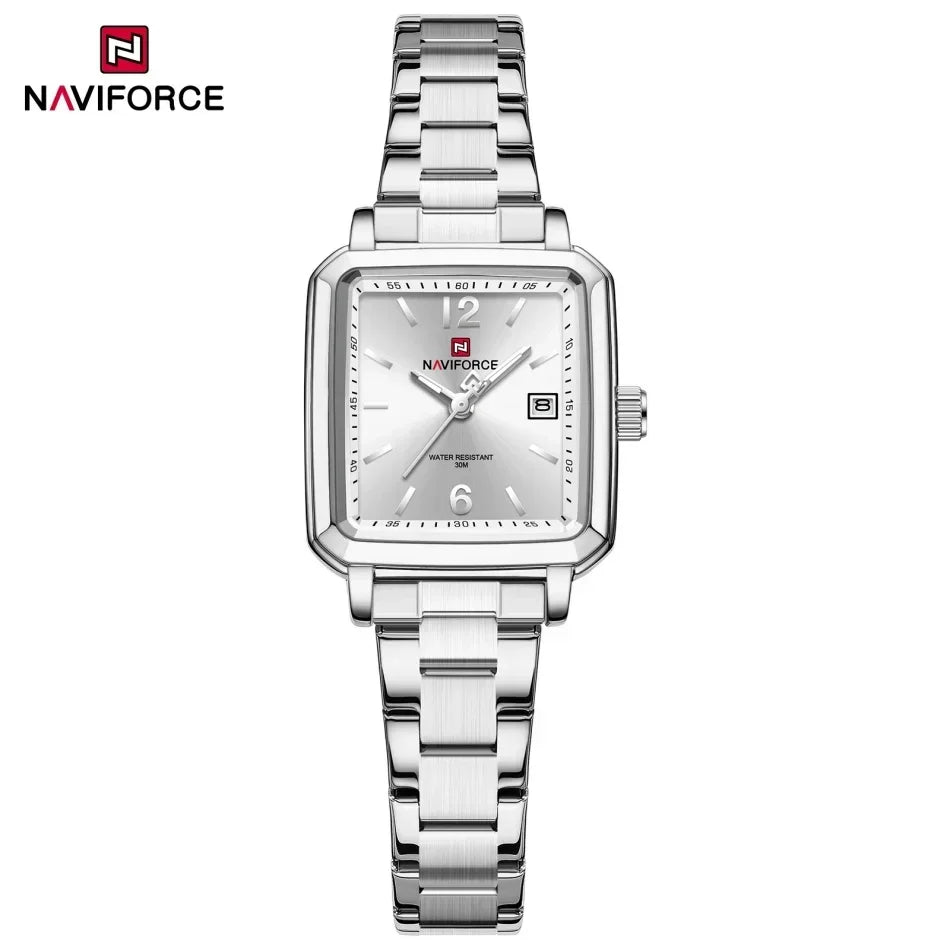 NAVIFORCE Square Design Lover's Watches Original Casual Waterproof Calendar Luxury Sports Quartz Watch for Women Men Date Gift