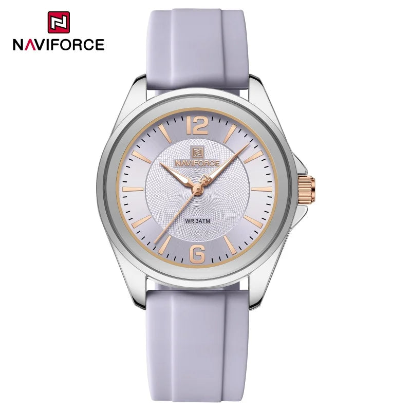 NAVIFORCE Women's Sports Casual Quartz Watch Comfortable Silicone Strap 3ATM Waterproof Wristwatch Relogios Feminino Gift Clock