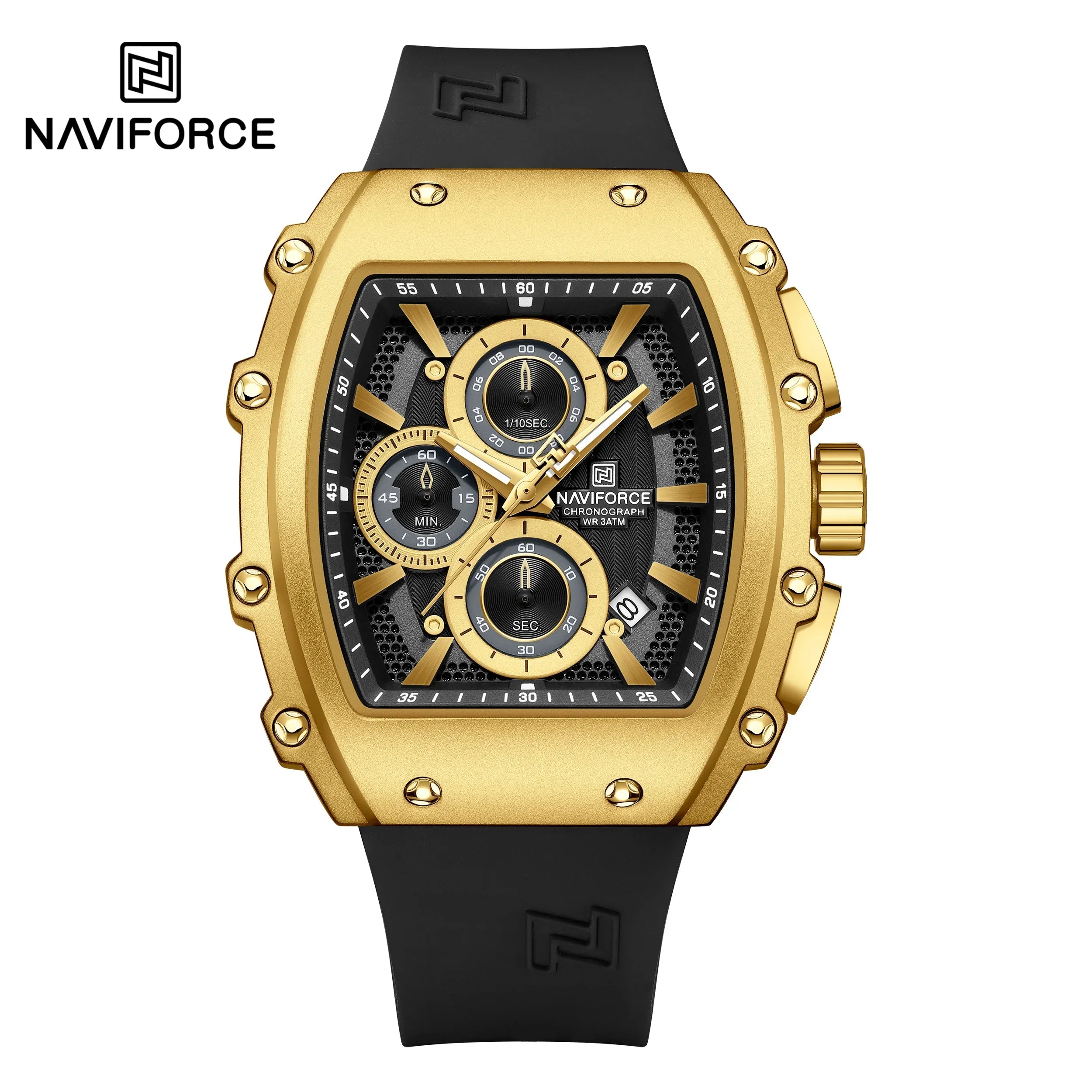 NAVIFORCE Men's Watch Quartz Chronograph Waterproof Date Display Steel Band Hot Business Fashion Casual Sports Male Gifts NF8070