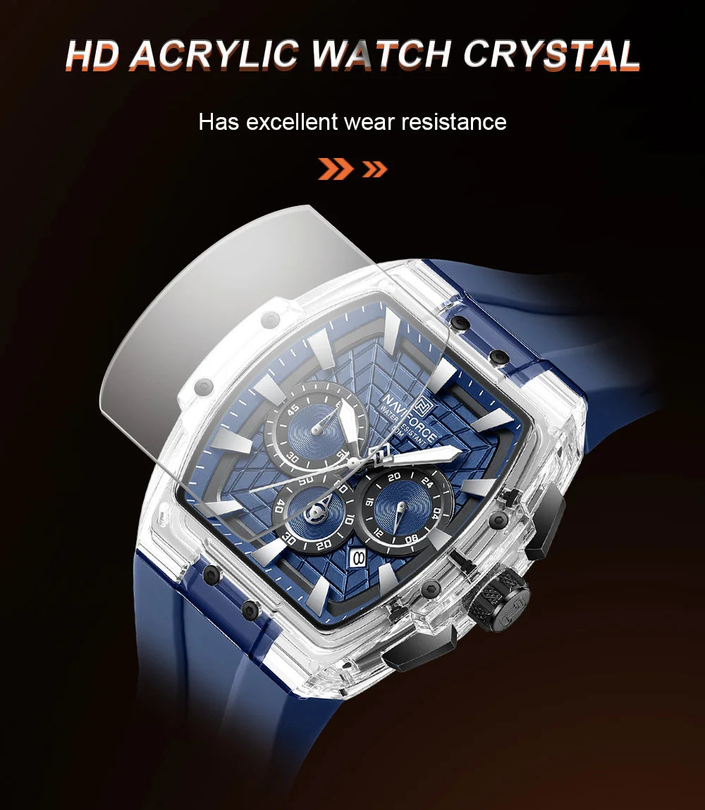 NAVIFORCE Top Brand Watches Men Quartz 5ATM Waterproof Date Luminous Clocks Trendy Sport Outdoor Chronograph Wristwatch for Male