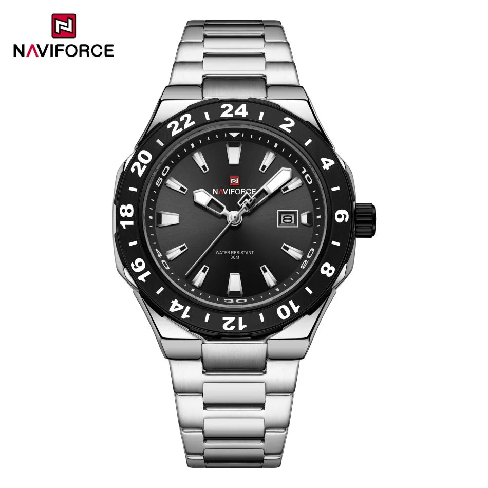 NAVIFORCE Watches for Man Luxury Sports Quartz Clock Luminous Calendar Stainless Steel Waterproof Wristwatch Relogio Masculino