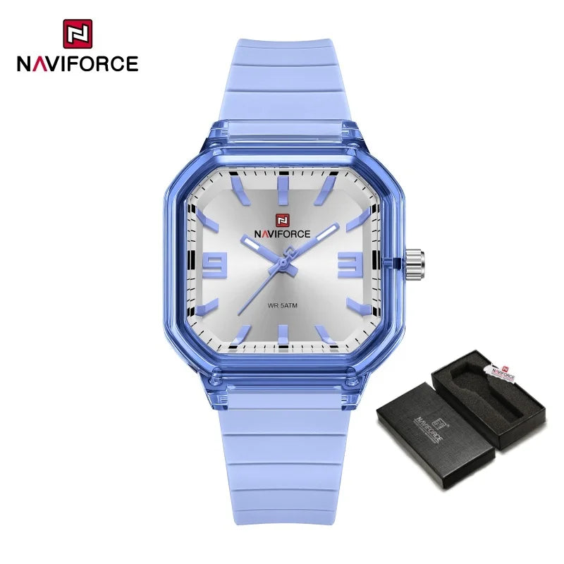 NAVIFORCE Women Polygon Watch Fashion Elegant Watches Display Silicone Strap 5ATM Waterproof Luminous Hand Ladies Gifts Watches