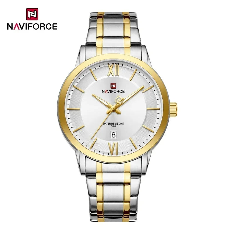 NAVIFORCE Original Watches for Men Military Sports Calendar Clock Luxury Waterproof Quartz Steel Strap WristWatch Reloj Hombre