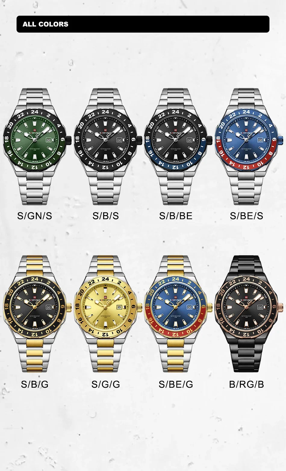 NAVIFORCE Men's Sport Casual Watch Men Military Quartz Wristwatch Date Display Waterproof Male Clock Watches Relogio Masculino