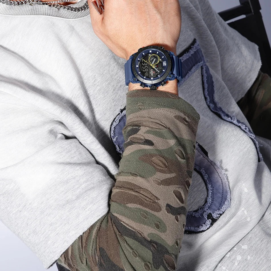 NAVIFORCE Men's Watch PC Material Analog LCD Digital Display Sport Waterproof Quartz Wristwatch Date Chronograph Luminous Clock
