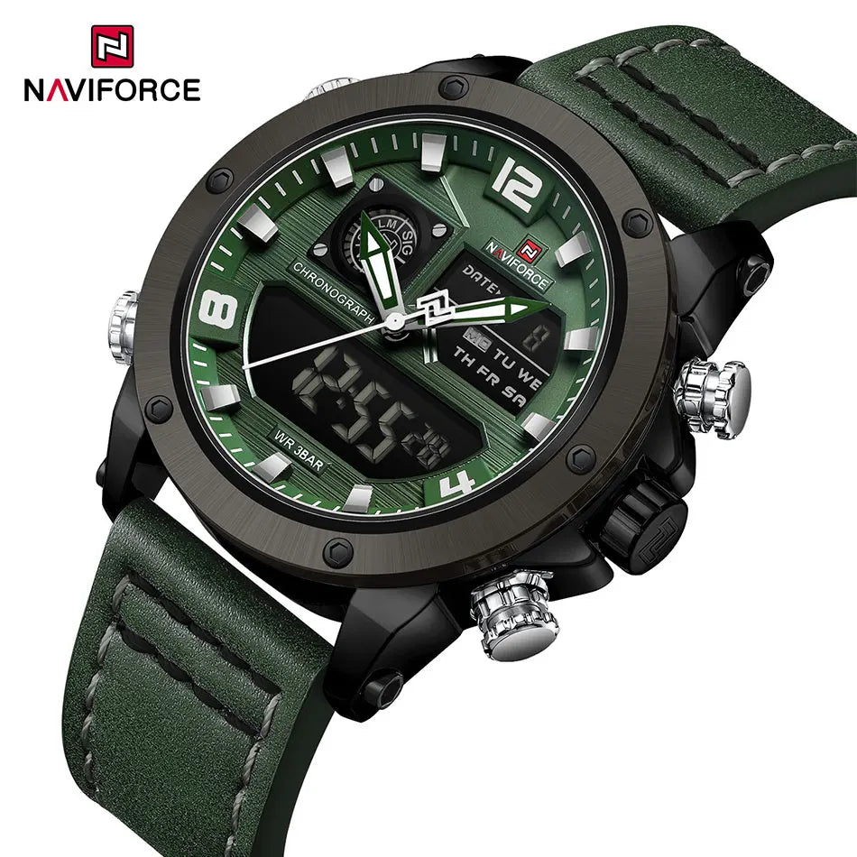 NAVIFORCE Digital Mens Military Watch Waterproof Watch Dual Display Quartz Sports Watch For Men Luminous High Quality Wristwatch
