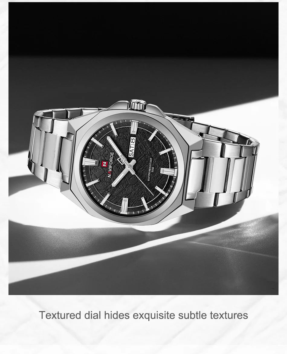 NAVIFORCE Watches for Man Quartz 30M Waterproof Luminous Hand Stainless Steel Business Male Fashion Wristwatch Relogio Masculino