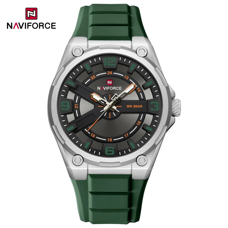 NAVIFOCE Luxury Business Men Watch Sport Men Watch Waterproof Quartz Clock Man Wheel dial WristWatch Relogio Masculino Silicone
