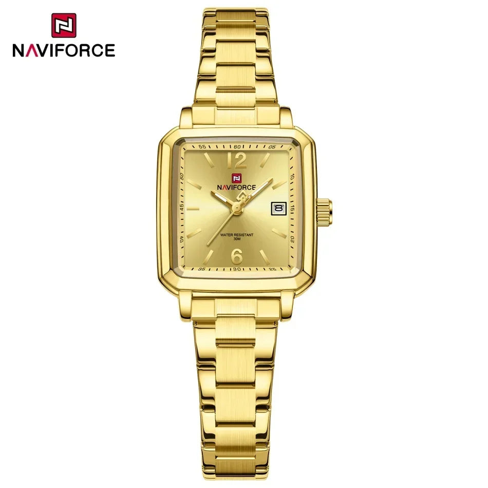NAVIFORCE Square Design Lover's Watches Original Casual Waterproof Calendar Luxury Sports Quartz Watch for Women Men Date Gift