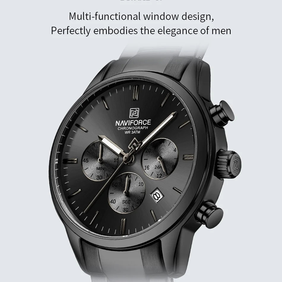 Mens Watches NAVIFORCE Fashion Luxury 30M Waterproof Date Display Quartz Watch Man Fashion Steel Band Sport WristWatch Men Clock