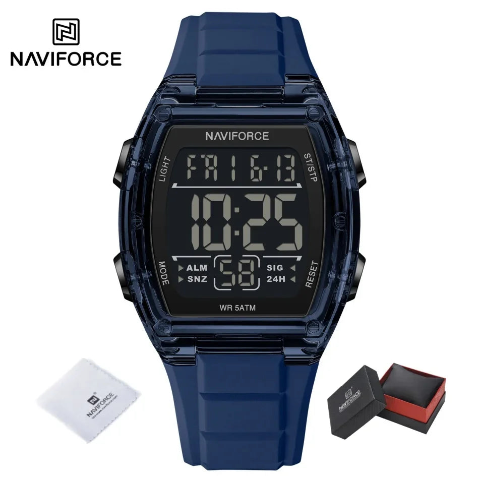 NAVIFORCE Men's Watch Alloy Dial Analog LCD Digital Display Sport Waterproof Quartz Wristwatch Date Chronograph Luminous Clock