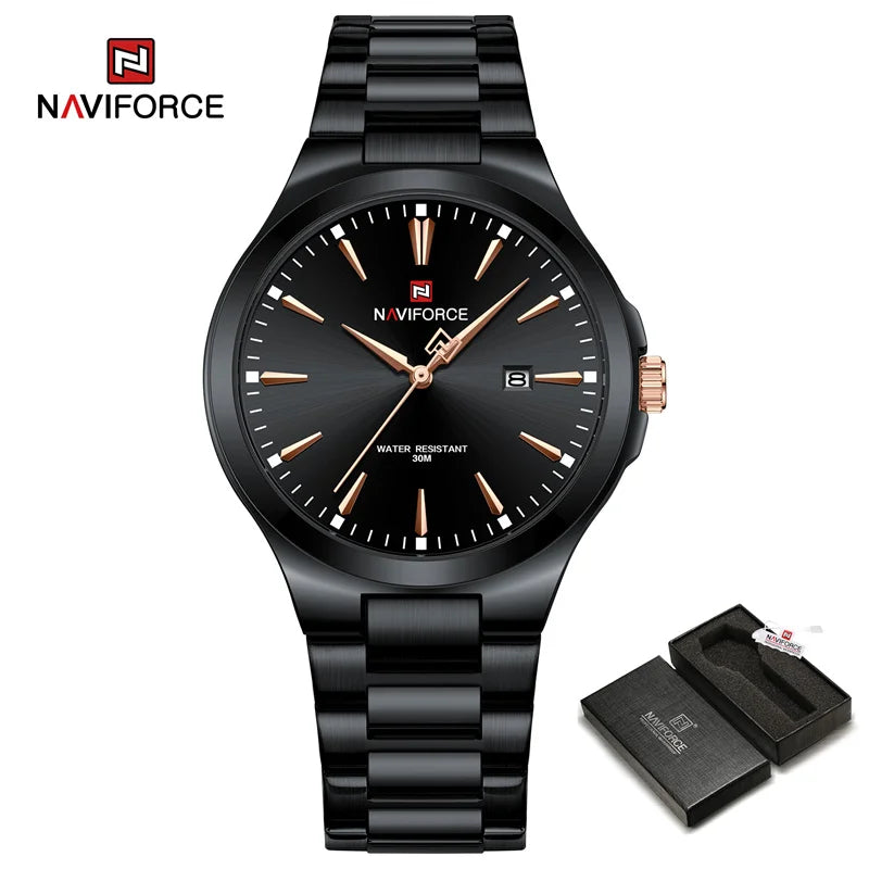 NAVIFORCE Original Fashion Watches for Men Stainless Steel Simple Elegant Clock Male Waterproof Wrist Watch Relogio Masculino