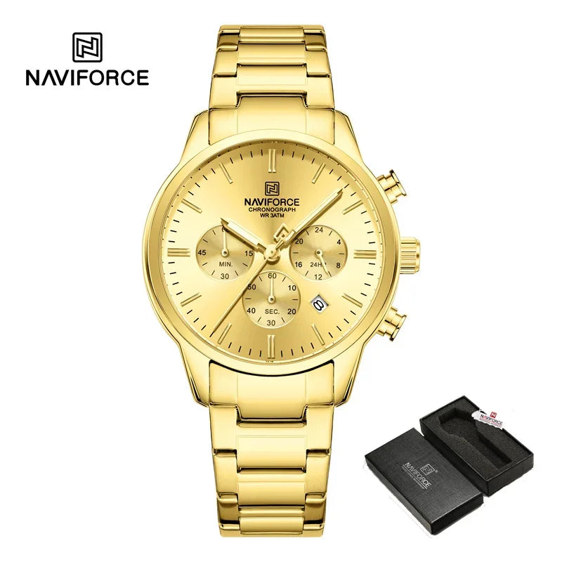 NEW NAVIFORCE Fashion Men's Watch Luxury Waterproof Male Quartz Wristwatch 24 Hour Date Display Male Chronograph Luminous Clock