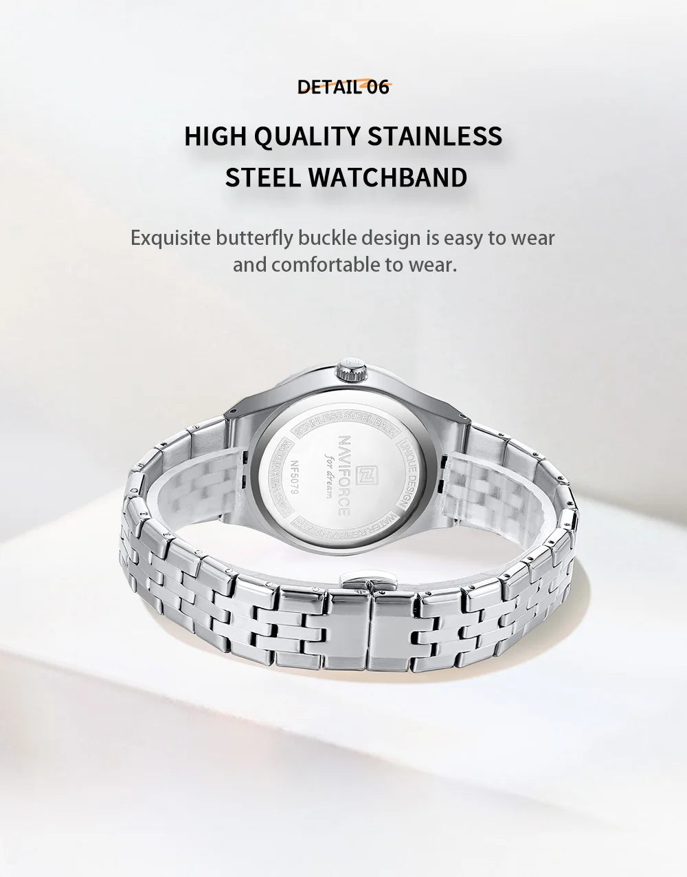 NAVIFORCE Luxury Women Quartz Calendar Watch 30M Waterproof Luminous Steel Strap Female Casual Girls Fashion Wristwatch Gift Box