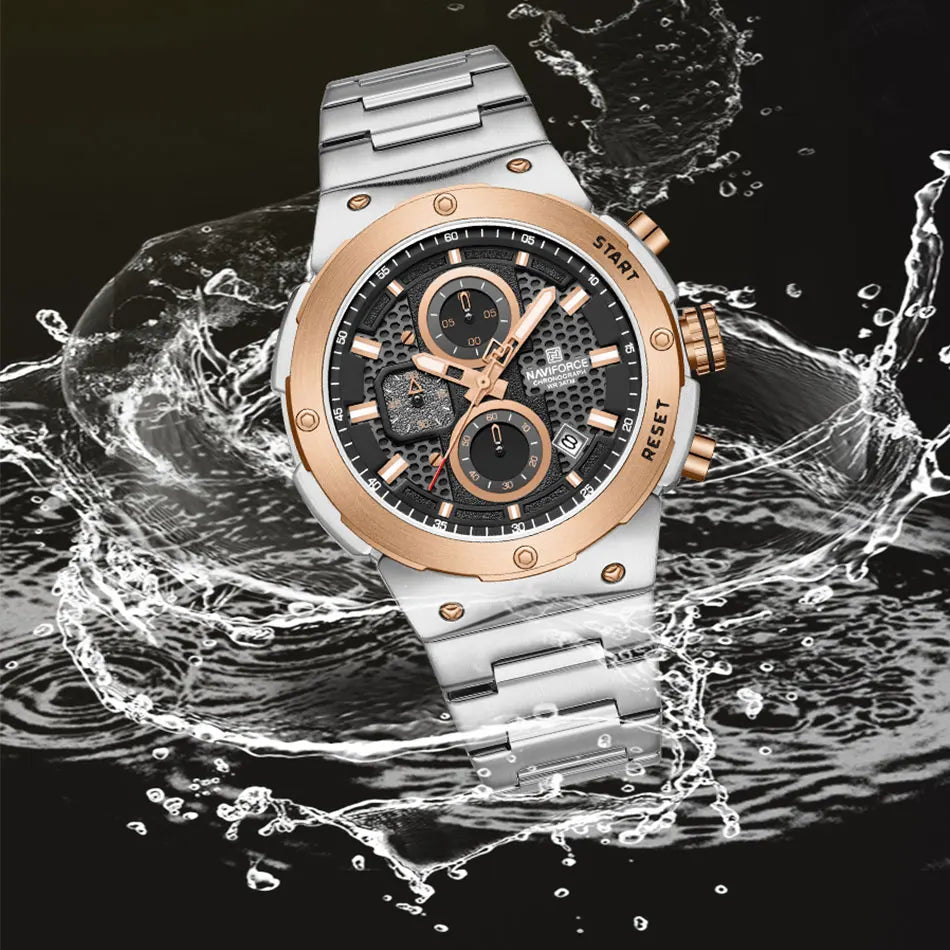 NAVIFORCE 2025 Man Quartz Watch Sport Military Watch For Men Waterproof Luminous Date Chronograph Stainless Steel Men's Watches
