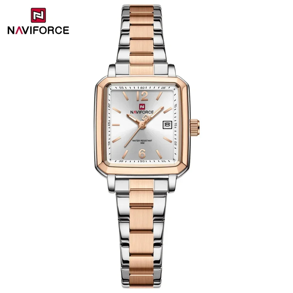 NAVIFORCE Square Design Lover's Watches Original Casual Waterproof Calendar Luxury Sports Quartz Watch for Women Men Date Gift